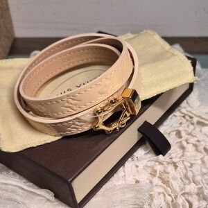 Louis Vuitton Cream Leather Bracelet with Gold Clasp